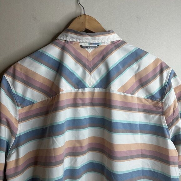 LL Bean Button Up Short Sleeve Shirt Mens XL Mulitcolor Striped Fishing Outdoor - Picture 9 of 12